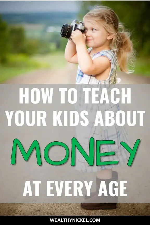 Teach your kids about money! This is one of the most important things you can do as a parent to prepare them for adulthood. These 5 simple tips to teach kids about money helped me immensely with specific activities you can do age by age from toddler to teenager! #familyfinance #parentingtips #personalfinance #kidsactivities #moneytips #piggybank
