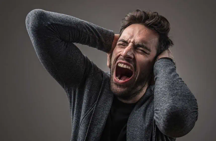Stressed and angry man shouting
