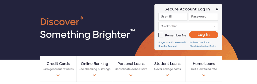 discover card online login