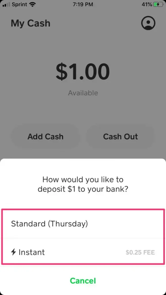 instant withdrawal cash app fee
