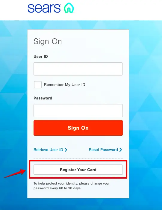 register sears card