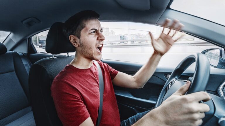Angry driver swearing
