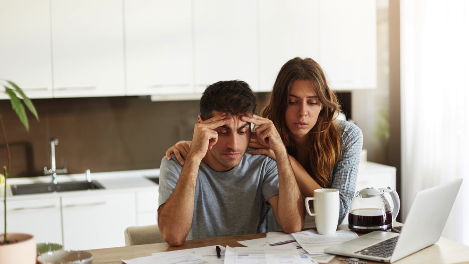 Couples stressed with paper work