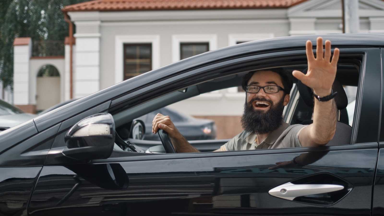 Man driving car