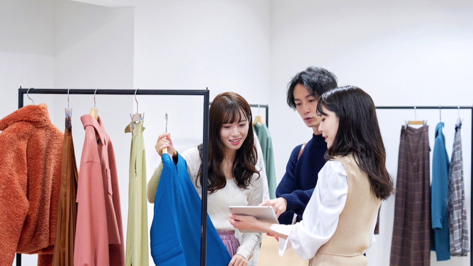 Woman in dress shop