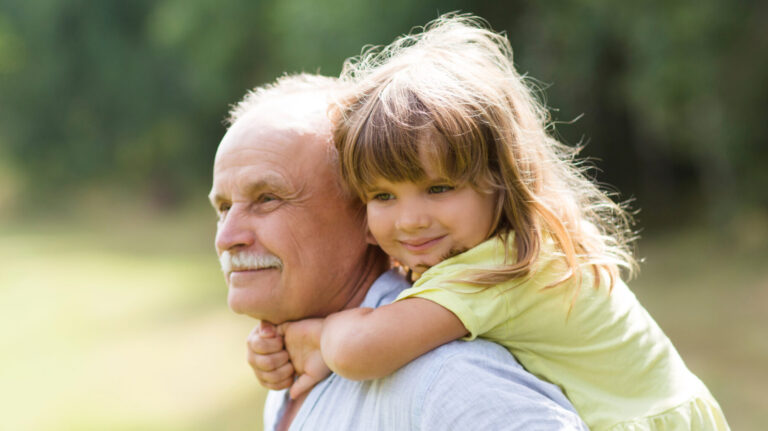 grandfather with grandchild