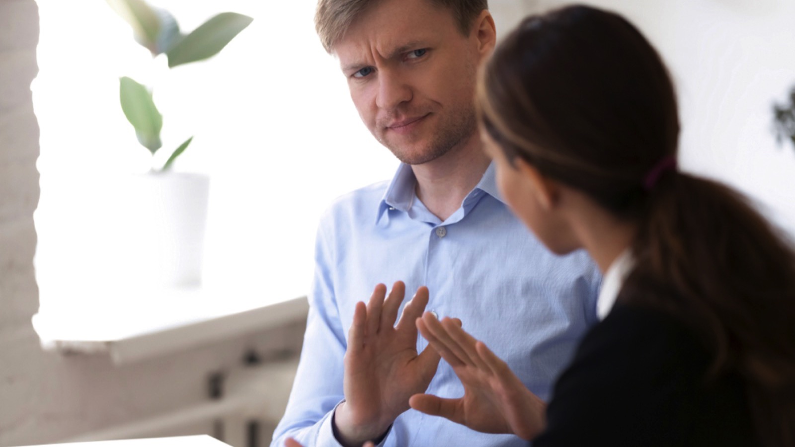 Annoyed manager taking interview