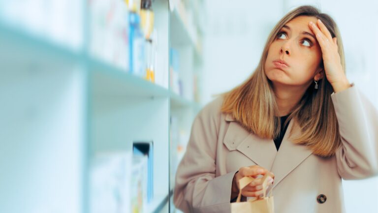 confused woman shopping